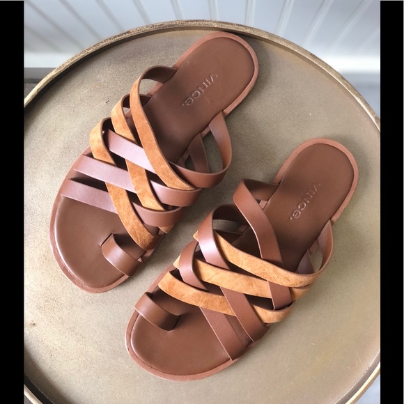 VINCE | PIERS | LEATHER AND SUEDE SLIDE SANDAL. 6M - Picture 2 of 8